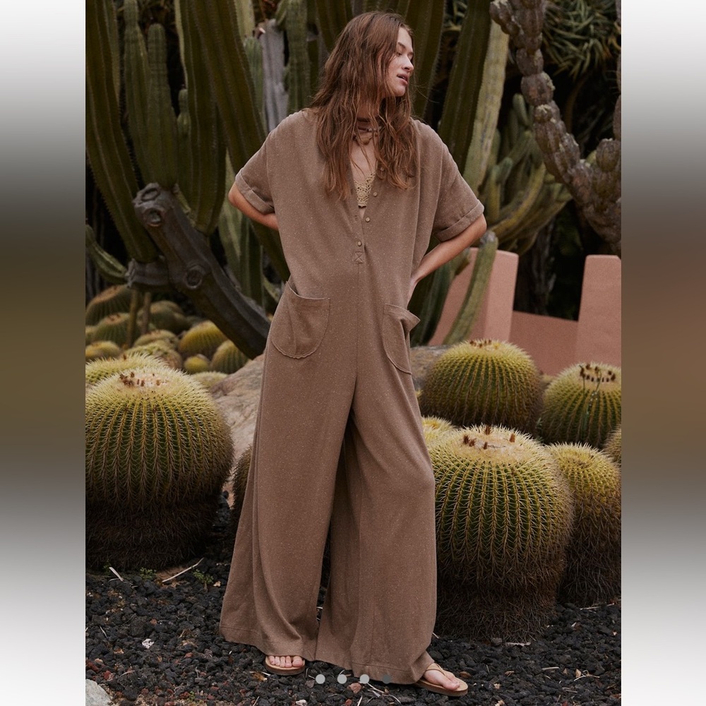 Free People Wide Leg Jumpsuit in Brown - Picture 3 of 9